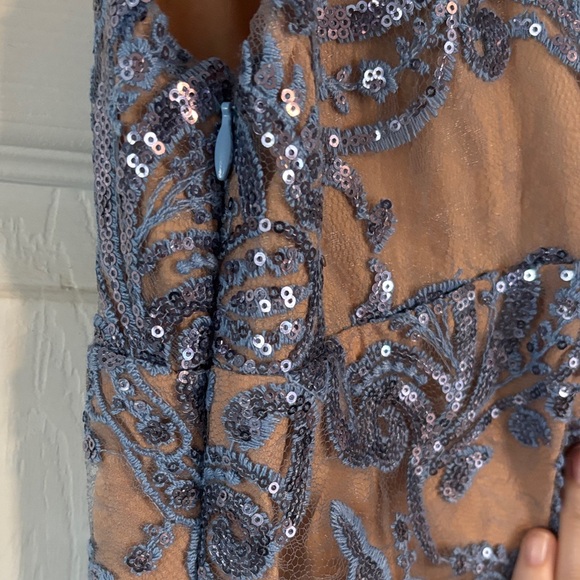 Free People Night Shimmer Sequin Lace Mini Dress Sz 6 - Picture 11 of 12